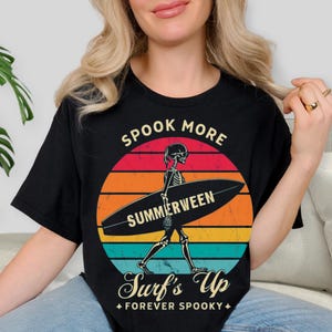 Comfort Colors Summerween Shirt, Summerween Skeleton Shirt, Summer Halloween Shirt, Halloween in Summer Spooky Summer Tee, Skeleton Surf Tee