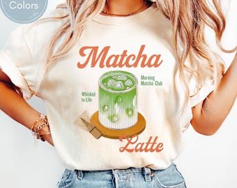 Comfort Colors Trending Matcha Latte Retro Graphic Tee, Morning Matcha Club, Vintage Shirt Women Retro Coffee Shirt Matcha Lover Club tee