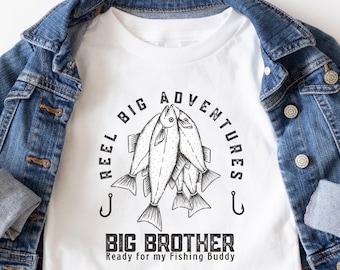 Chemise de pêche Big Brother, chemise Big Brother Reveal, faire-part de grossesse pêche, promu Big Brother, baby shower de camping