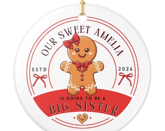 Promoted to Big Sister Ornament, Christmas Pregnancy Reveal Ornament, Winter Sibling Announcement, Big Sister Announcement, Baby Reveal gift