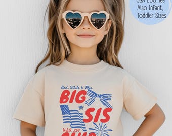 Große Schwester 4. Juli Shirt, Big Sister Reveal Shirt, Vaterländische Big Sis Outfit, 4. Juli Schwangerschaftsankündigung, Fördert zur großen Schwester