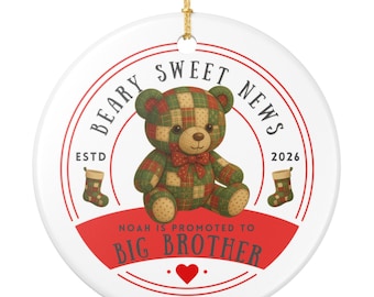 Promoted to Big Brother Ornament, Christmas Pregnancy Reveal Ornament, Winter Sibling Announcement, Big Brother Reveal, Baby Reveal gift