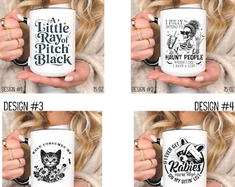 Dark Humor Mug Gift, Just a Little Ray of Black Mug, Funny Friend Gift, Sarcastic Office Mug, Emo Humor Gift, Funny White Elephant gift