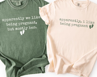 Camisetas para anunciar el embarazo en pareja, ideas para revelar el bebé, camisetas para revelar el bebé a juego, futuro papá, camisetas divertidas para futuro papá