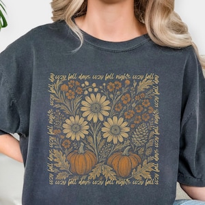 Comfort Colors Vintage Autumn Pumpkin shirt,  Boho Fall Pumpkins Women&#39;s Fall Graphic shirts Womens Fall shirts Retro Fall shirt Fall Tshirt