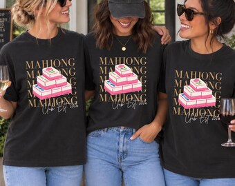 Mahjong Shirt, Personalized Mahjong Club Comfort Colors Tee, Mahjong Girl Shirt, Mahjong Friend Gift, Mahj Night Shirt, Mahjong Group Tee