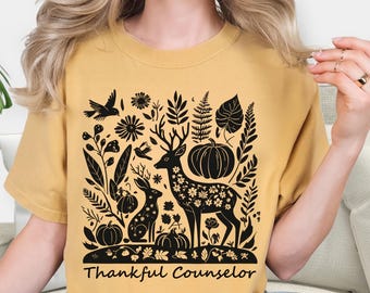 Fall School Staff Comfort Colors Shirt, Principal Thanksgiving Shirt, Fall Counselor shirt Thankful Librarian shirt, Autumn Secretary shirt