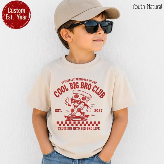 Promoted to Big Brother Shirt, Cool Big Bro Club Shirt, Pizza Big Brother Reveal, Retro Big Brother Outfit, Sibling Pregnancy Announcement