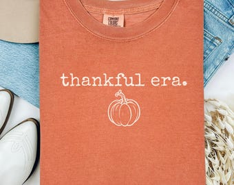 Thankful Shirt Comfort Colors Cute Thanksgiving Shirt, Vintage Fall shirts, Retro Fall Tshirt, Pumpkin shirt, Autumn tees, Cute Fall Tee