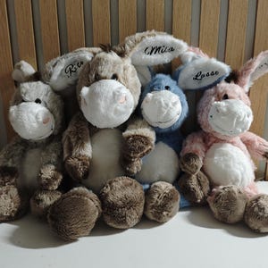 Plüsch Esel personalisiert mit Name | Kuscheltier für Baby & Kinder | Geschenk zur Geburt