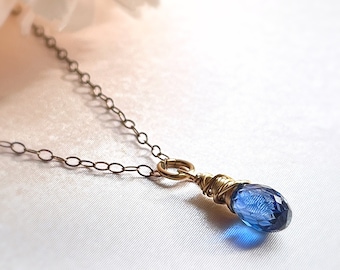 Blue Kyanite Necklace in Gold Fill | Gemstone Layering Necklace | Kyanite Solitaire Necklace | Kyanite Pendant Necklace | Gift for Her