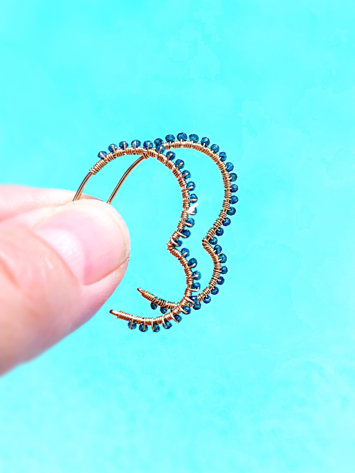 Blue Diamond Heart Earrings Genuine Blue Diamonds Heart Hoop Etsy