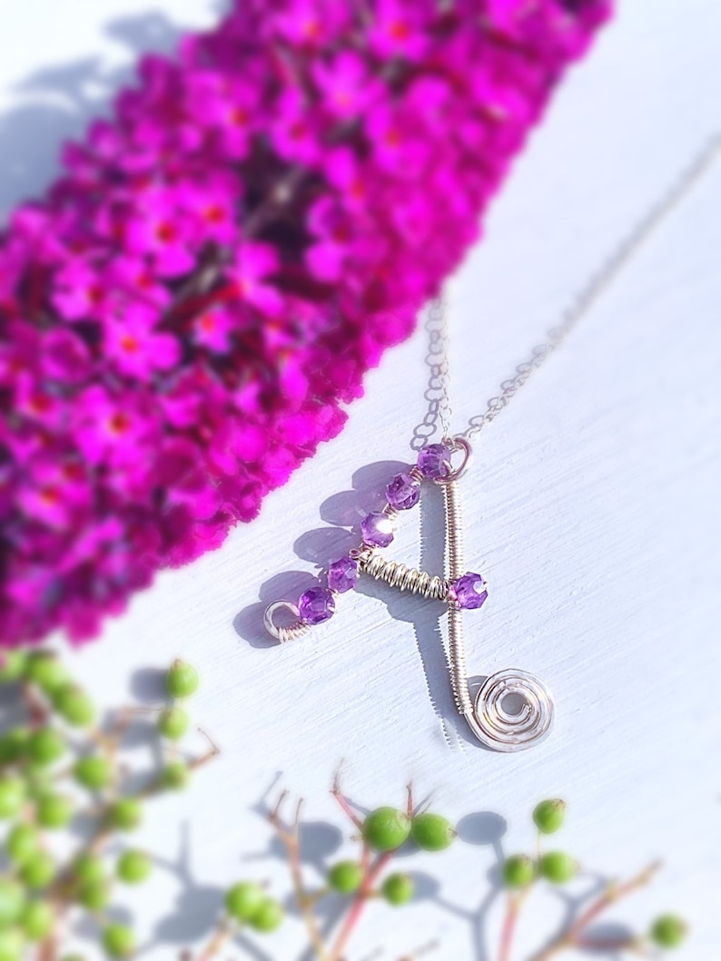 Custom Jewelry Monogram Pendant Personalized Initial Necklace in Sterling Silver Gift for Her Birthstone Jewellery Choice of Gemstone