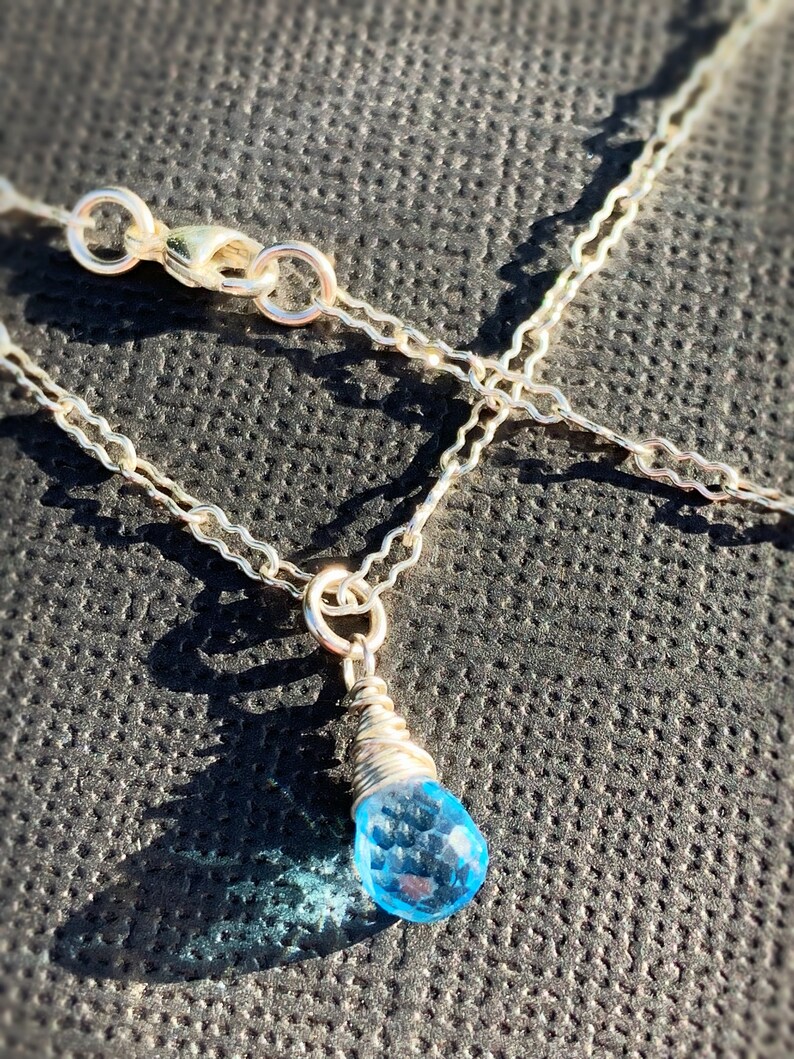 Collar con dije de topacio azul natural para mujer Collar con dije de topacio azul natural para mujer
