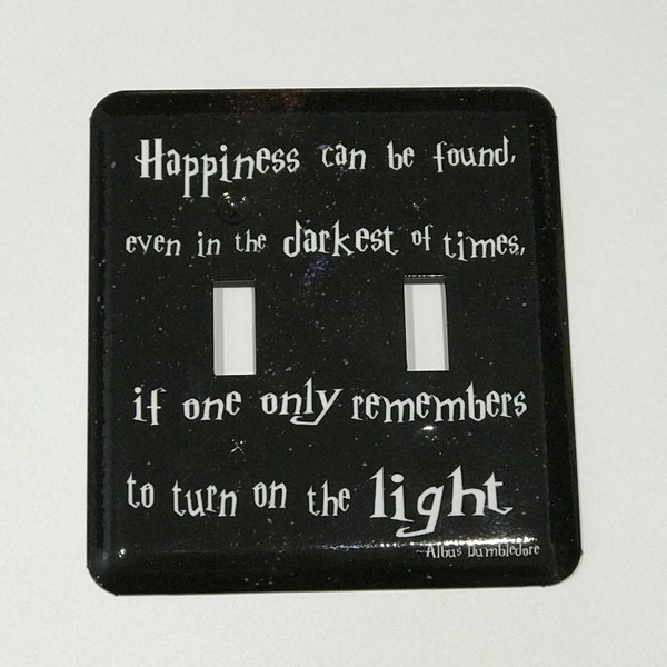 DOUBLE SWITCHPLATE -  Dumbledore Quote Light Switch Plate - Happiness Can Be Found - Starry Night