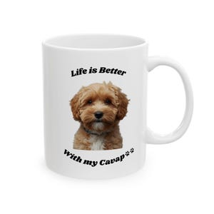 Cavapoo Mug | Dog portrait ceramic coffee cup