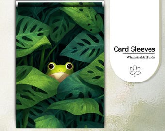 MTG Sleeves,TCG sleeves,tcg card sleeves,Jungle Leaf Frog Card Sleeves,Top Quality and Detailed Art Sleeves,Game Card Sleeves,mtg gamer gift