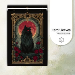 MTG Sleeves,TCG sleeves,tcg card sleeves,Black cat under the red moon Card Sleeves,Top Quality and Detailed Art Sleeves,Game Card Sleeves