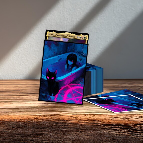 pentagram card sleeves Holographic  StarPOP shop sized card games! Prismatic Defender Dark Pink Pulsar