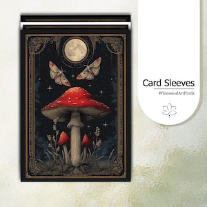 MTG Sleeves,TCG sleeves,tcg card sleeve,A red mushroom and moths Card Sleeves,Top QualityArt Sleeves,Game Card Sleeves,Gift for gamer