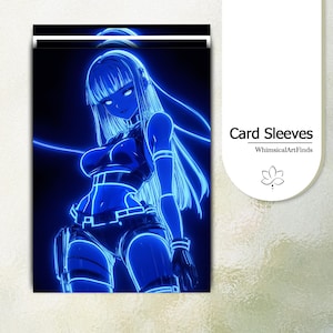 MTG Sleeves,TCG sleeves,tcg card sleeves,Neon Cyberpunk Girl Waifu Card Sleeves,Top Quality and Detailed Art Sleeves,Game Card Sleeves