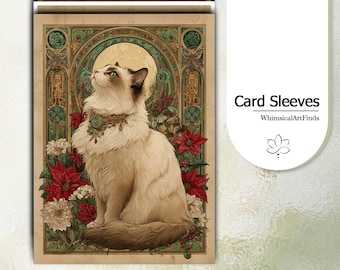 MTG Sleeves,TCG sleeves,tcg card sleeves,Art Nouveau Cat Card Sleeves,Top Quality and Detailed Art Sleeves,Game Card Sleeves,mtg gamer gift