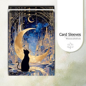 MTG Sleeves,TCG sleeves,tcg card sleeve,Moon, Cat, Fantasy City Card Sleeves,Top Quality and Detailed Art Sleeves,Game Card Sleeves