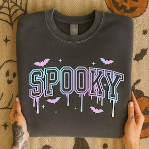 Coquette Halloween Shirt PNG, Spooky Bats PNG with Bows, Cute Halloween PNG, Neon Pastel Halloween Clipart, Girly Sublimation Graphic