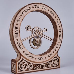 Kinetic clock modern: DIY Gift Laser Cut 3D Wooden Puzzle
