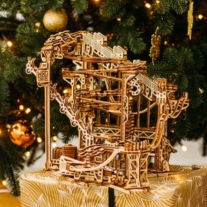 Spiral Marble Run: DIY Gift Laser Cut 3D Wooden Puzzle