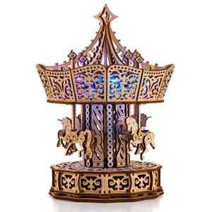 Parisian Carousel: DIY Gift Laser Cut 3D Wooden Puzzle