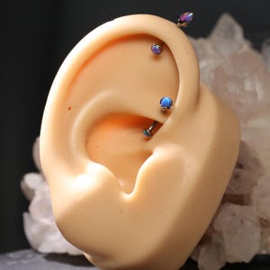 16G G23 Titanium Blue/Purple Opal Arrow Flat Thread Earrings/Eyebrow Studs/Eyebrow Rings/Earrings/Lip Studs/Curved Rod 6/8/10/12mm