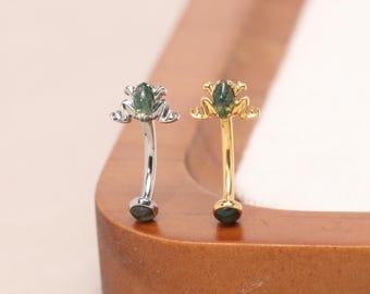 Piercing per labbro superiore, piercing per cartilagine, piercing per labbro, piercing per labbro, piercing per la rana, anello per sopracciglia in agata muschiata, 16G G23 in titanio, piccolo gioiello per piercing.