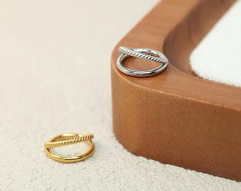 Double Ring Septum Clicker Ring Cartilage Daith Tragus Earrings Round Paved Earring Hinged Clicker Hoop 316L Surgical Steel