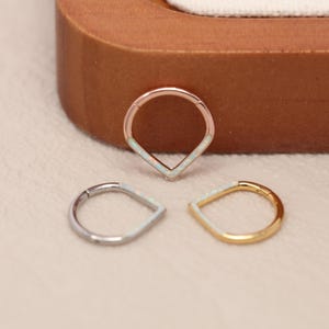 Nose Ring Hinged Clicker Hoop Earring Septum Ring Fan-shaped Earrings Piercing Rings for Nose Conch 316L Surgical Steel 16G