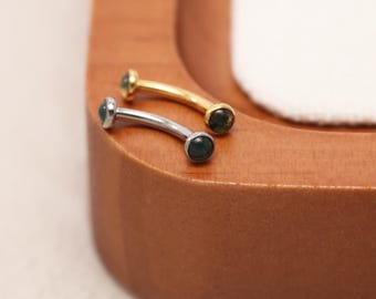 Water Grass Agate Eyebrow Piercing Jewelry Cartilage Piercing Jewelry Eyebrow & Belly Button Rings 16G 18G 6mm-12mm G23 Titanium