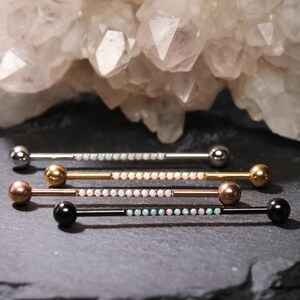 14G Opal Industrial Piercing Jewelry Cartilage Earring Body Piercing Jewelry  Scaffold Jewelry Gift for her 38mm