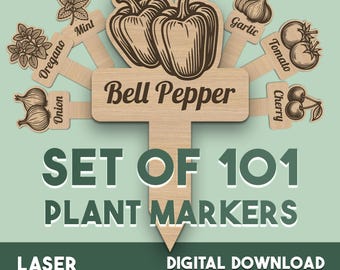 Plant Stakes Laser Cut File: Garden Markers SVG Bundle (Digital Download)