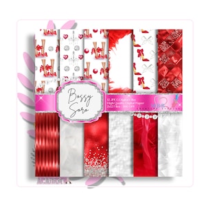 Sorority Paper, Sorority Digital Paper, Soro Paper, Sorority Planner Paper, Glam Paper, Red and White Paper, Red & White Digital Paper, Soro