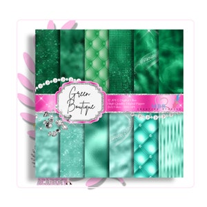 Green Paper, Turquoise Digital Paper, Green Digital Planner Paper, Turquoise Paper, Journal Paper, Glam Paper,Planner Paper, Scrapbook Paper