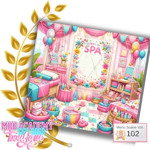 Scena spa per bambini, volantino spa per bambini, illustrazione spa per bambini, carta spa per bambini, documenti spa per bambini, carta digitale spa per bambini, carta glamour spa per bambini