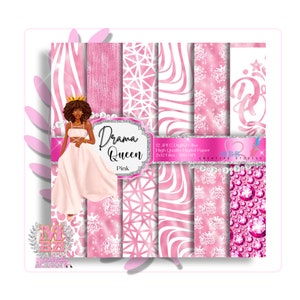 Drama Queen Digital Paper, Drama Queen Background Paper, Drama Queen Digital Paper, Pink Digital Paper, Digital Planner Paper, Pattern Paper