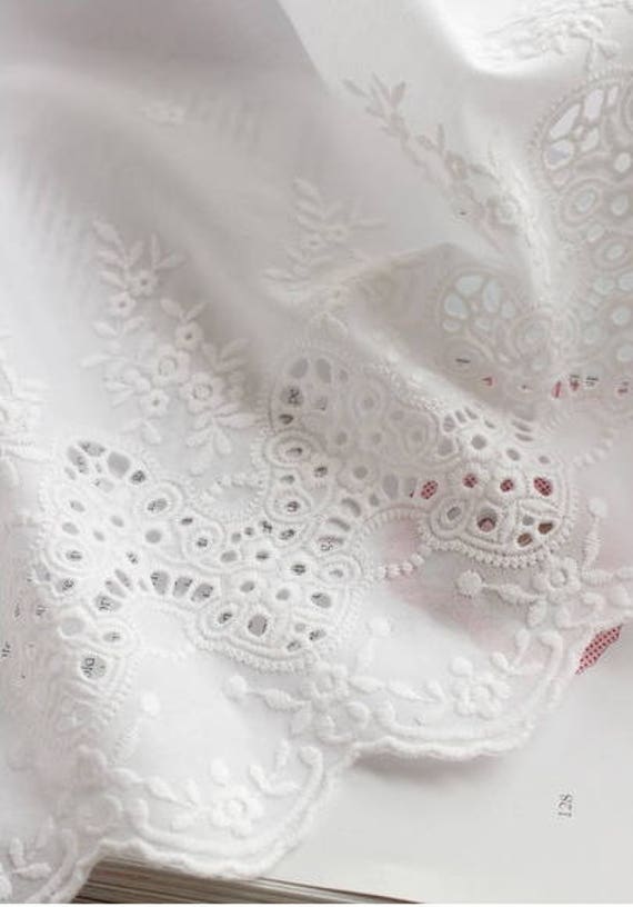 Wide Embroidered Eyelet Cotton Lace Trim By the yard width 24 Etsy