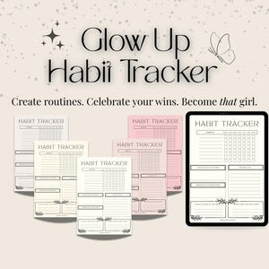 Glow Up Habit Tracker Printable | Weekly Routine Tracker | Self-Care & Productivity PDF