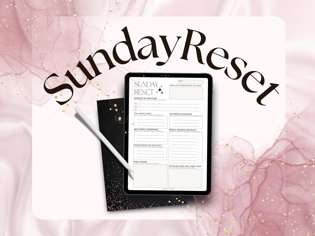 Sunday Reset Planner Digital | Weekly Reflection Journal | Glow up ...
