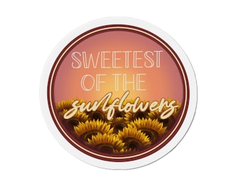 Sweetest of the Sunflowers Magnet | MGK Inspired Die-Cut Magnet | Sunflower Fridge Magnet | Pop Punk Music Art Decor