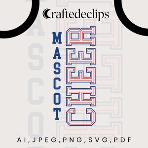Retro inspired Cheer Svg Png, Mascot cheer Team Template, Cheerleading DIY Customizable Template, Cheer Team Shirts, Cheerleading SVG Png