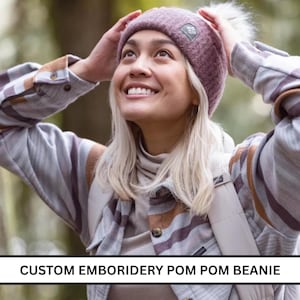 Family Personalized Beanie, Personalized Embroidered Beanie, Monogram Hat with Fur Pom-Pom, Custom Beanies, Custom Text Beanie