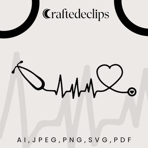 Hartstethoscoop SVG, stethoscoop Svg, essentiële werker Svg, arts Svg, verpleegkundige Svg hartslag Svg, shirt, DXF, Eps, Jpg, ziekenhuiscircuit
