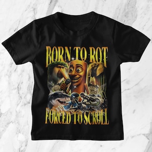 Born to Rot Forced to Scroll Shirt, Funny Meme Shirt, Ironic Brainrot Tee, Internet Humor Aesthetic T-Shirt, Doomscrolling Gift for Gen Z